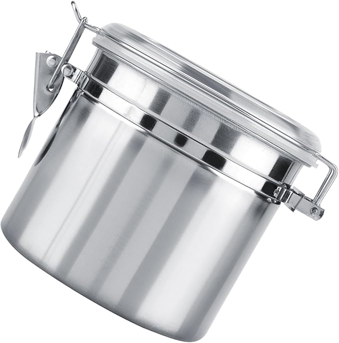 Stainless Steel Coffee Canister, Container Vacuum Sealed Storage Jar with Airtight Clamp Lid for Sugar Tea Bean (Medium 4.75L)