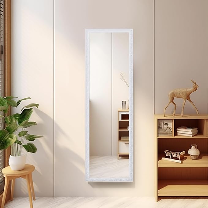 Beauty4U Full Length Mirror Wall Mirror Full Body Dressing Mirror Wall Mounted Hanging for Dorm Home, 50"x 14", White