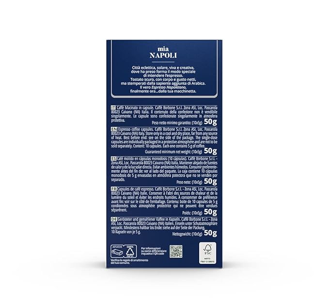 Caffè Borbone Mia Napoli Aluminum Capsules Compatible with Nespresso Original Machines, Medium Roast, 50 Count