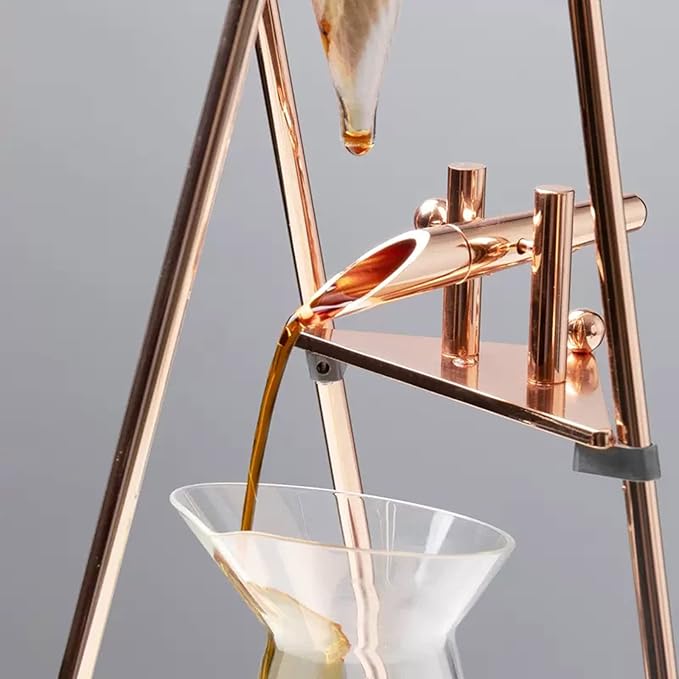 Iced Coffee Maker, Cold Brew Drip Tower, 800ml Glass Coffee Pot, with Stainless Steel Stand, Adjustable Speed Dripper, Hand-Flushed Dripper Coffee, Makes 6-8 Cups Coffee