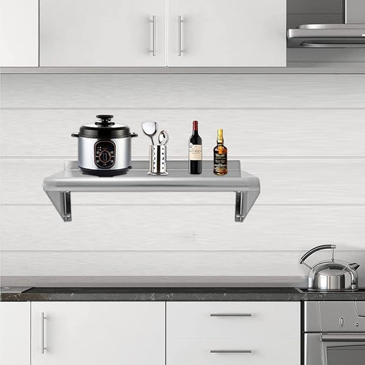 12''x24'' - 2PACKS Wall Mounted Stainless Steel Shelf NSF Commercial Metal Wall Mount Floating Shelving for Kitchen, Restaurant, Food Truck,Garage,Home&Hotel