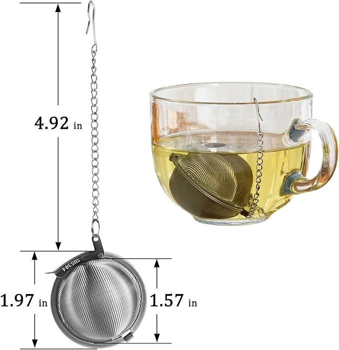 304 Stainless Steel Tea Strainers for Loose Tea Infuser Ball, Extra-Fine Mesh Tea Ball, Tea Holder Loose Leaf Tea Steeper, Tea Diffuser for Rooibos, Black Tea, Herbal & Spices (Small x 2)