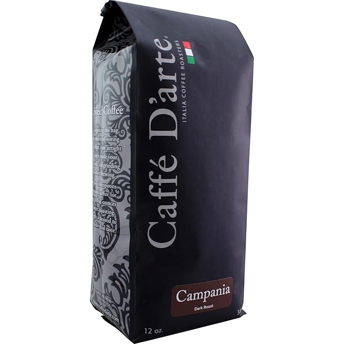 Caffé D'arte Campania Whole Bean Coffee – Medium Roast, Smooth & Balanced Flavor with Sweet Notes – Fresh Roasted in Seattle – 12 oz Bag