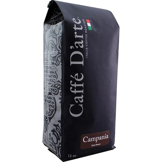 Caffé D'arte Campania Whole Bean Coffee – Medium Roast, Smooth & Balanced Flavor with Sweet Notes – Fresh Roasted in Seattle – 12 oz Bag