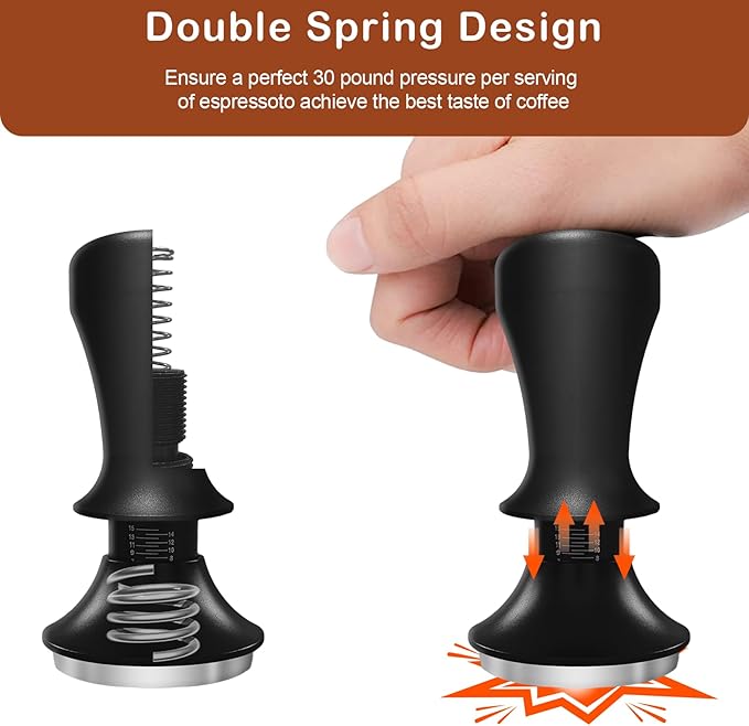 51mm Espresso Tamper, Premium Calibrated Spring Loaded Tamper, Flat Stainless Steel Base Espresso Tamper 51mm, Espresso Coffee Tamper for Barista Home Coffee Accessories
