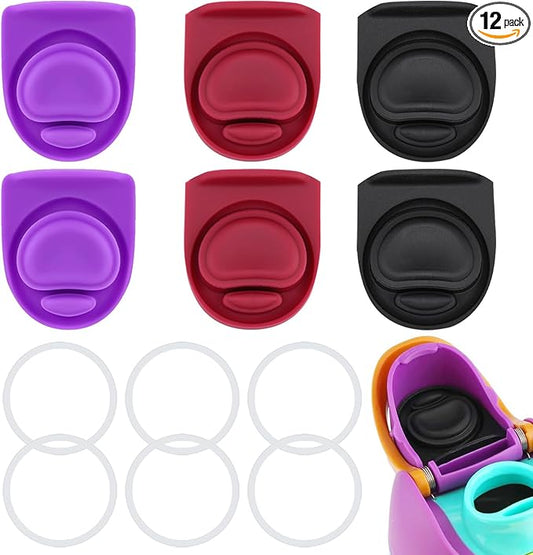 6 Sets Replacement Stopper and Gasket O Seal Ring Compatible with Owala FreeSip 24oz,Bottle Top Rings Lid for Owala 16/19/24/32/40oz Mouth Cap Silicone Insert Parts Accessories(BPWR01)