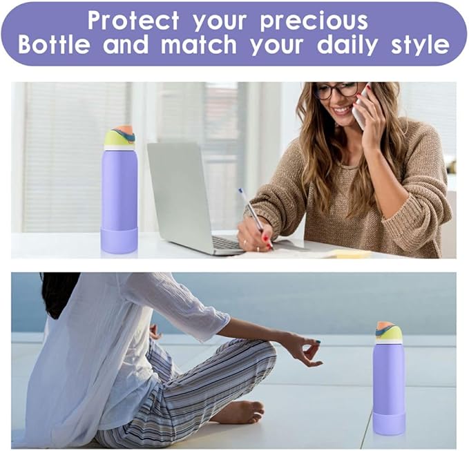 2PCS Silicone Water Bottle Boot, Compatible with Owala 24oz 32oz 40oz, Protective Anti-Scratch & Anti-Dent No Noise Sleeve Cover for FreeSip/Twist/Flip Water Bottles (Retro Boardwalk, 24oz)