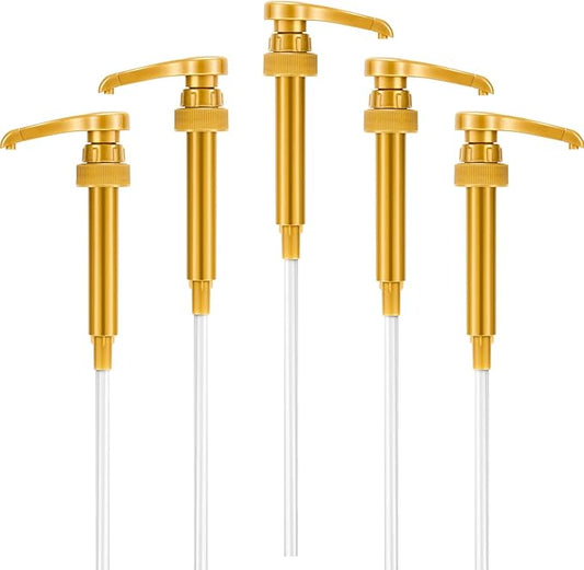 Patelai 5 Pcs Syrup Pump, Flavor Syrup Pump Dispenser Replacement Fits 750ml-1l Bottles for Coffee, Flavorings