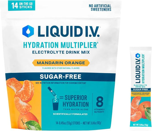 Liquid I.V.® Hydration Multiplier Sugar Free - Mandarin Orange | Electrolyte Powder Drink Mix | 1 Pack (14 Servings)