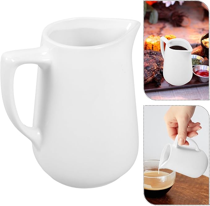 PRETYZOOM Ceramic Milk Pitcher with Handle 15Oz Porcelain Creamer Jug for Coffee Latte Art Sauce Salad Dressing and Home Kitchen Use