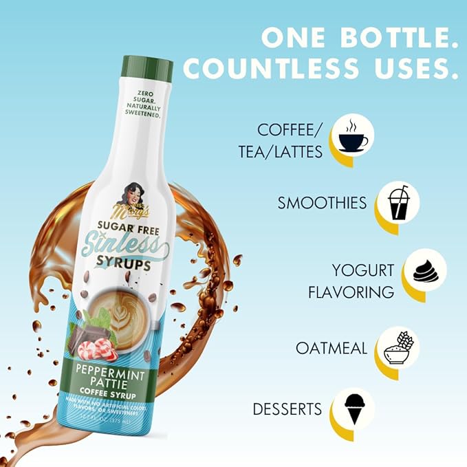 Sugar Free Peppermint Pattie Syrup - Stevia-Based, No Artificial Sweeteners, Keto-Friendly for Coffee, Tea, Cocoa