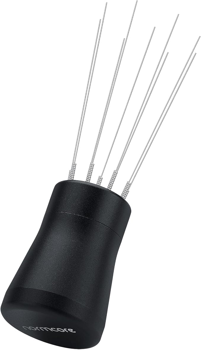Normcore WDT Distribution Tool V2-9 Prong Espresso Distribution Tool - Needle Espresso Stirrer I 0.3mm Thick Spring Wires - Espresso Coffee Stirrer - Anodized Aluminum Handle