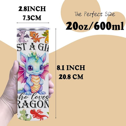 Dragon Stainless Steel Tumbler, Water Bottle Gifts, Double Wall Travel Coffee Mug Vacuum Insulated Thermal Cup, Graduation Birthday Animal Lovers Gifts for Women Girls Dragon Lovers