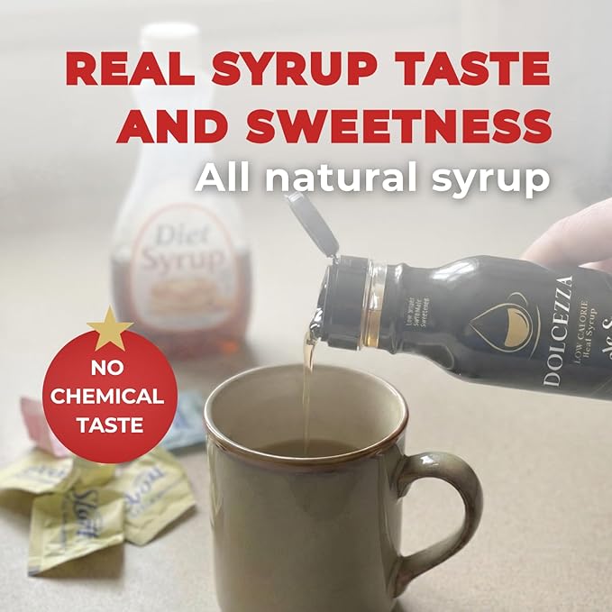 Dolcezza Allulose Simple Syrup, All Natural Low Sugar Sweetener for Coffee, Baking, and Drinks. Keto Friendly Monkfruit Blend. No Stevia or Artificial Sweeteners. No Aftertaste. 12 fl oz