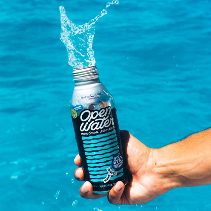 Open Water Sparkling 16oz bottles (2 cases, 24 bottles) - Sustainable Aluminum Bottled Sparkling Water With Electrolytes - 7.0 pH Balanced BPA-Free Ultra-Purified Water