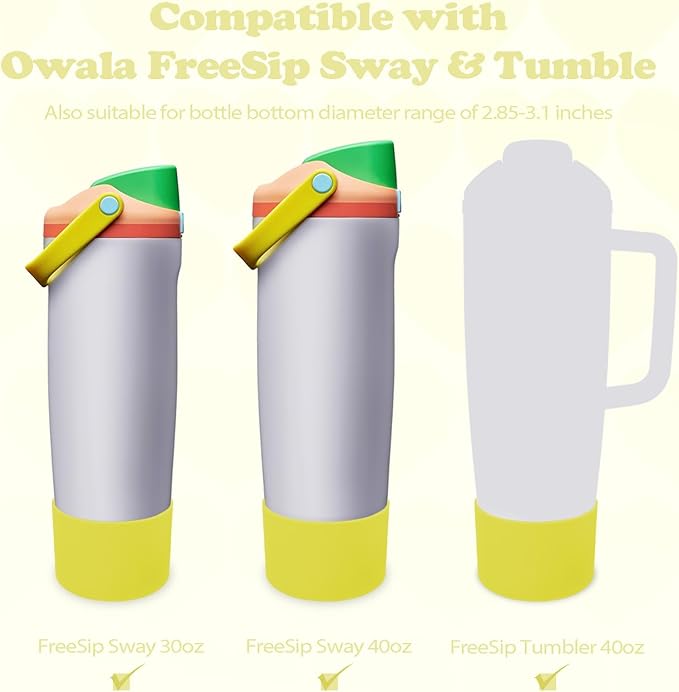 Silicone Boot for Owala 30oz & 40oz FreeSip Sway Bottles & Tumblers - Non-Slip, Scratch-Resistant, Stability Enhancer, Available in 12 Colors (Opal Dream Yellow)