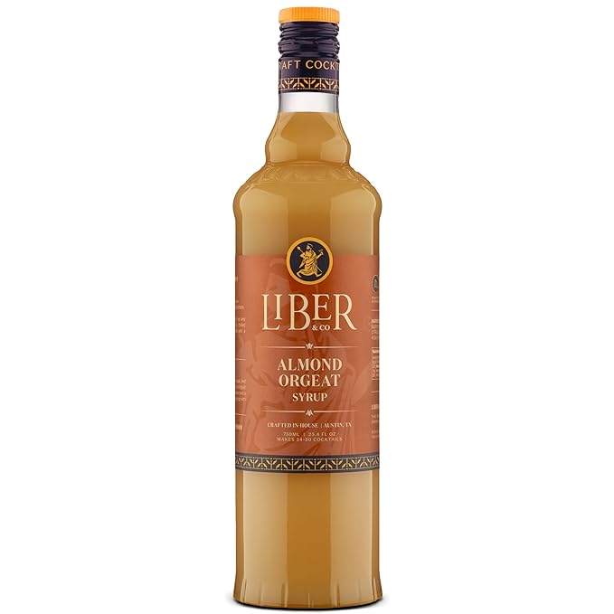Liber & Co. Almond Orgeat Syrup - Made with California Almonds & Orange Blossom Water - Makes 50 Drinks - Essential for Authentic Mai Tais, Tiki Drinks, and Coffee (25.4 oz)