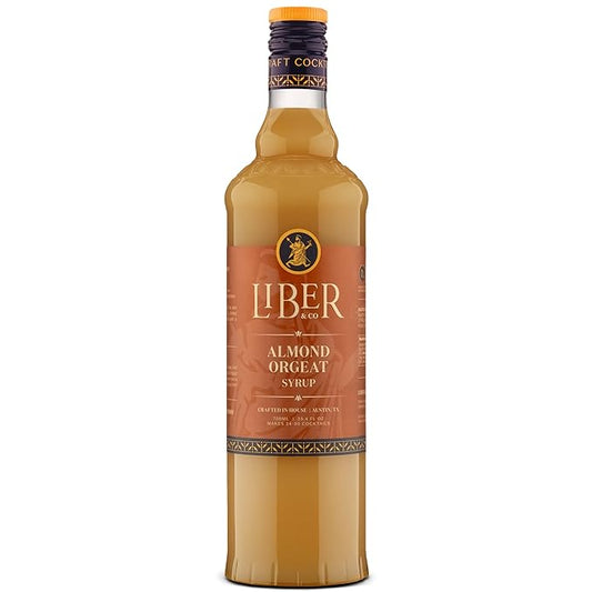 Liber & Co. Almond Orgeat Syrup - Made with California Almonds & Orange Blossom Water - Makes 50 Drinks - Essential for Authentic Mai Tais, Tiki Drinks, and Coffee (25.4 oz)