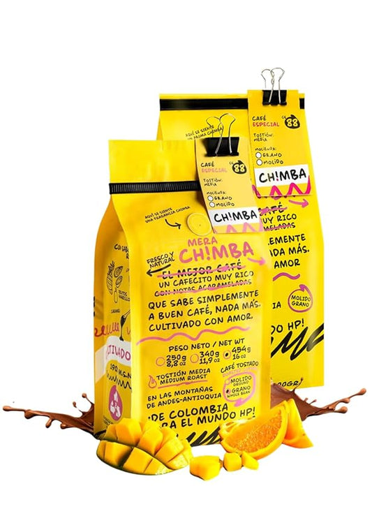 MERA CH!MBA Colombian Coffee: 2 Pack Specialty Grade Whole Bean 454g Medium Roast Arabica Coffee, Smooth, No Bitter