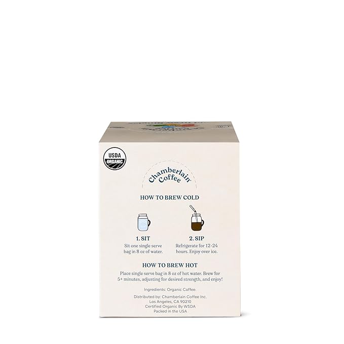Chamberlain Coffee Cold Brew Variety Box – 10 Single Serve Bags w/Different Flavors for Cold Brew or Iced Drinks - Ideal for Summer Use, at Home, Camping, or Travel - Coffee Gift Set for Any Occasion