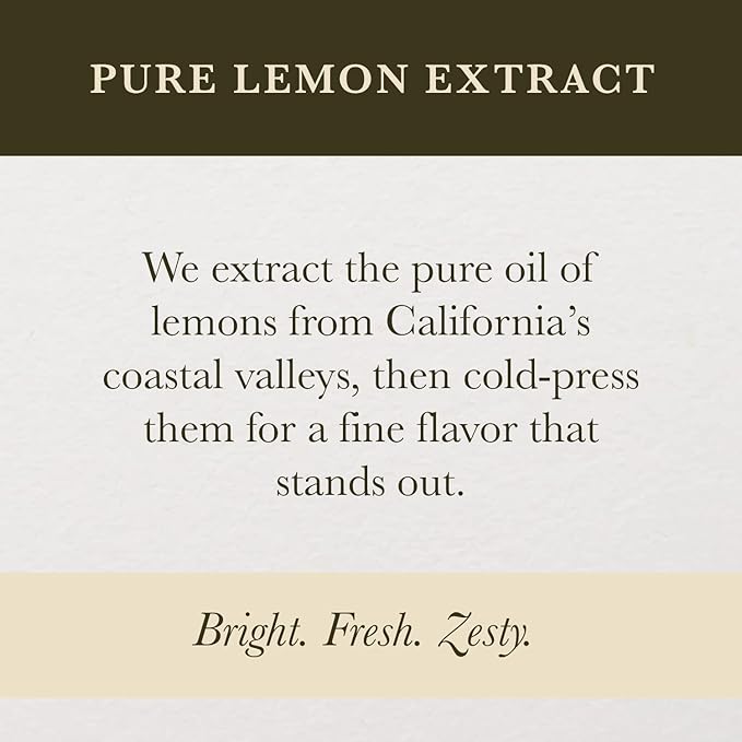 Cook's Pure Lemon Extract, Premium Quality, Cold Pressed Lemon, Sugar Free, Gluten Free, Allergen Free, 4 oz