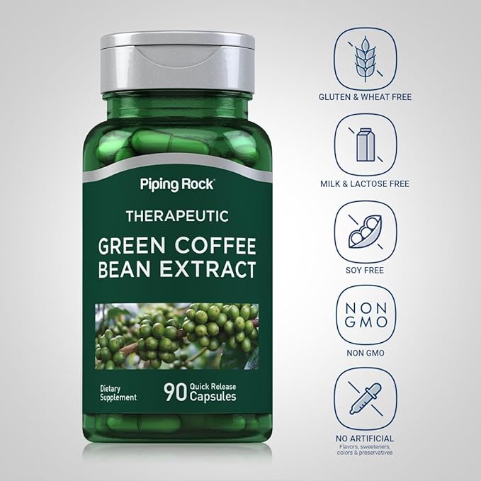 Piping Rock Green Coffee Bean Extract | 90 Capsules | Dietary Supplement | Non-GMO, Gluten Free