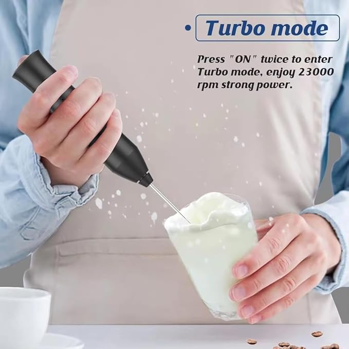 Electric Milk Frother for Coffee and Hot Drinks, Egg Mixer,Drink Mixer, Rechargeable, USB Charging (Black)