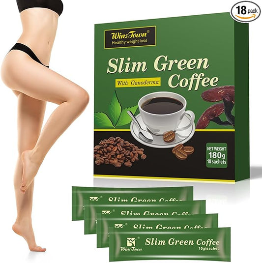 Premium Green Coffee Bean Extract Powder - Gluten-Free Green Coffee Bean Extract Supplements with 10 Natural Health Blends, Instant Coffee, 180g (18 Sachets)