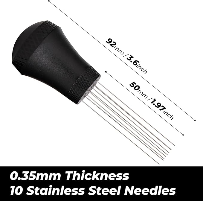 WDT Espresso Distribution Tool Kit, 0.35mm 10 Stainless Steel Needles, One-Piece Molded for Strength and Durability
