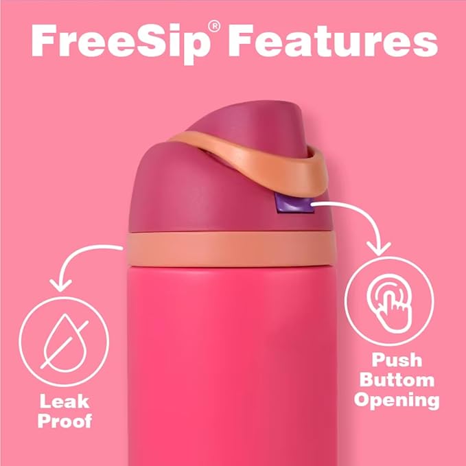 DUTHINGS Insulated Stainless Steel Water Bottle with Straw, 24 oz, Reusable Sports and Travel Bottle for School, Kids, and Outdoors - Leakproof and BPA-Free (FUCHSIA)