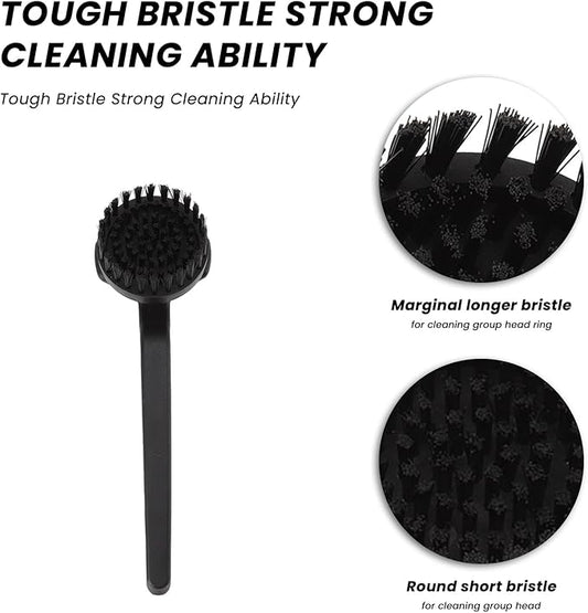 Topyond Espresso Coffee Machine Cleaning Brush, 360° Coffee Grinder Brush with Detachable Head, Nylon Bristles Barista Tool, Group Head Brush for 51mm 54mm Coffee Maker