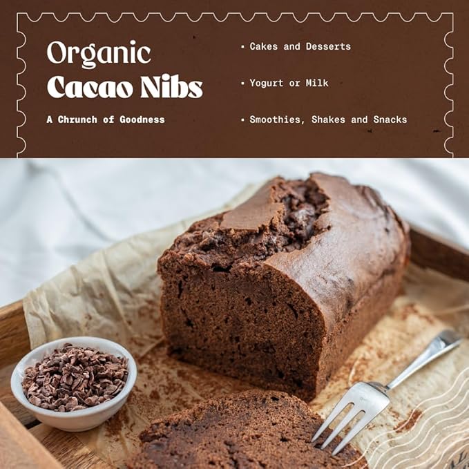 NaturaleBio Cacao Nibs Organic 2 lb. Unsweetened, Non-Alkalized and Pure. Sugar-Free Dark Chocolate Chips Substitute. Non-GMO, Gluten Free, Tested for Heavy Metals. From Raw Cacao Beans