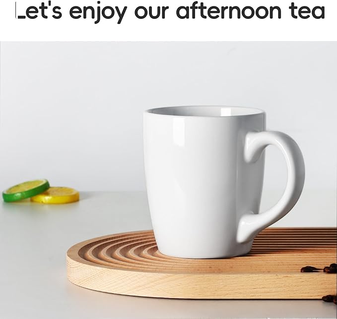 Smilatte 20 OZ Large Coffee Mug, Nice Ceramic Boss Tea Cup with Big Handle for Dad Men Women, Unique Style For Any Kitchen, Pure White