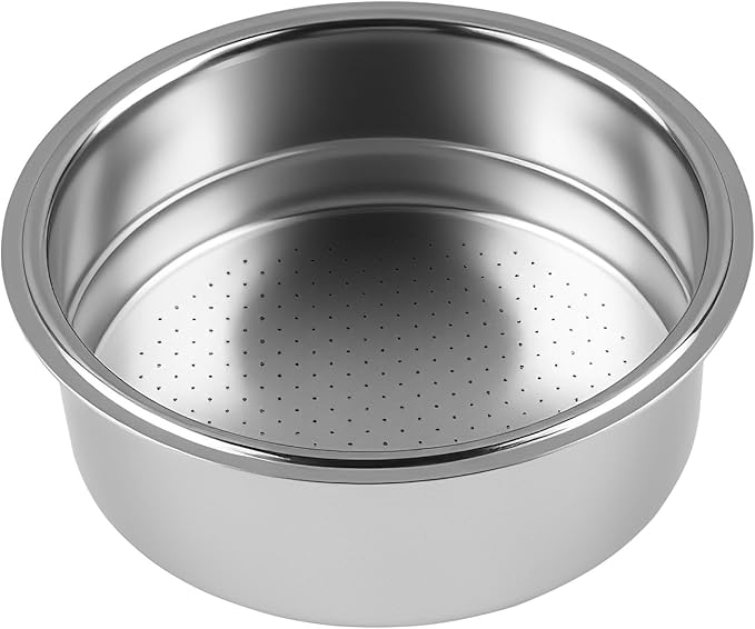 51mm Pressurized Filter Basket 2 Cups Stainless Steel for Espresso Semi-Automatic Coffee Machine, Double Layer Portafilter for Americano Cappuccino Barista
