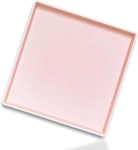 Pink Square Tray - 11 Inch Decorative Organizer Tray for Vanity, Bathroom Countertop, Coffee Table & Ottoman | Multi-Purpose Serving, Makeup, Jewelry, & Catch-All Tray for Home Decor