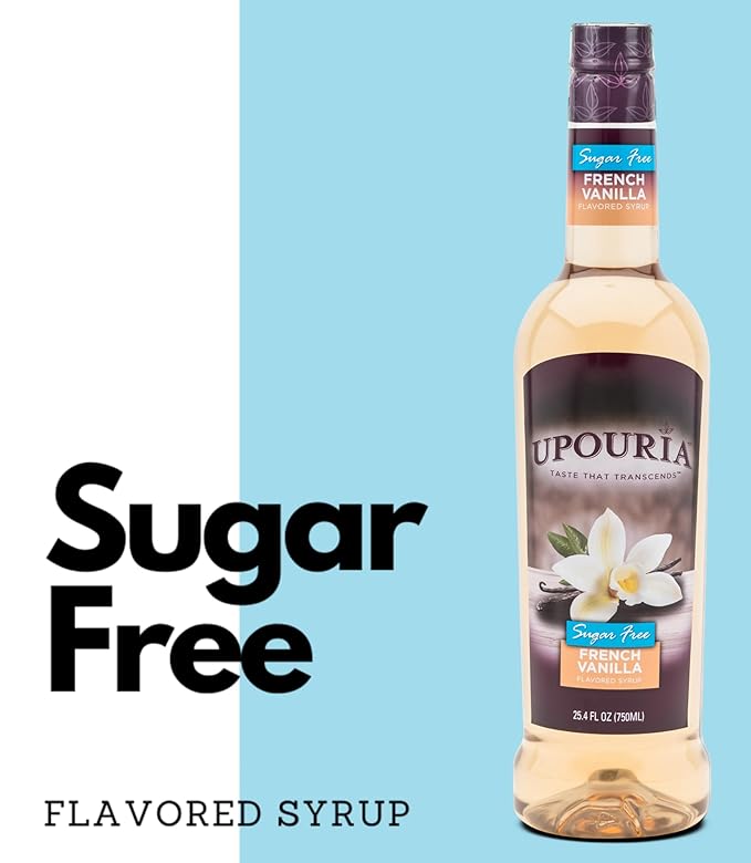 Upouria Holiday Syrup Bundle, Sugar-Free French Vanilla, 100% Vegan, Gluten-Free, Kosher, 750mL Bottles with By The Cup Coffee Syrup Pump