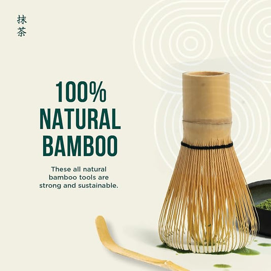 Jade Leaf Matcha - Complete Matcha Whisk Set - Ceremonial Gift Set Includes: Bamboo Matcha Whisk & Scoop, Stainless Steel Sifter, Stoneware Bowl & Whisk Holder, and Prep Guide