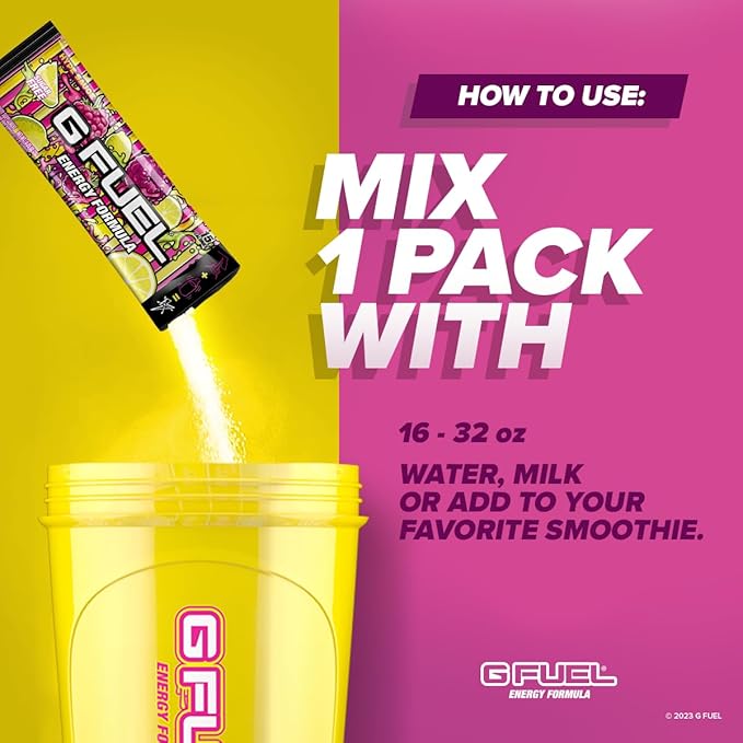 G Fuel Hype Sauce Energy Powder Packets, Sugar Free, Clean Caffeine Focus Supplement, Water Mix, Raspberry + Lemonade Flavor, Focus Amino, Vitamin + Antioxidants Blend - 6 Stick Pack, 0.25 oz