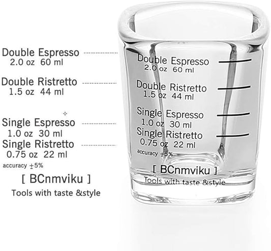 Espresso Shot Glass Liquid Heavy Sturdy Glass Shot Glasses Measuring cup Wine Glass 6 Pack 2oz/60ml By BCnmviku (Sturdy 6Pack)