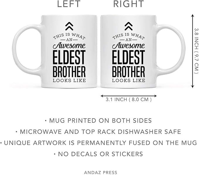 Andaz Press 11oz. Ceramic Coffee Tea Mug Thank You Gift, This is What an Awesome Eldest Brother Looks Like, 1-Pack, Birthday Christmas Gift Ideas Coworker Him Her, Includes Gift Box