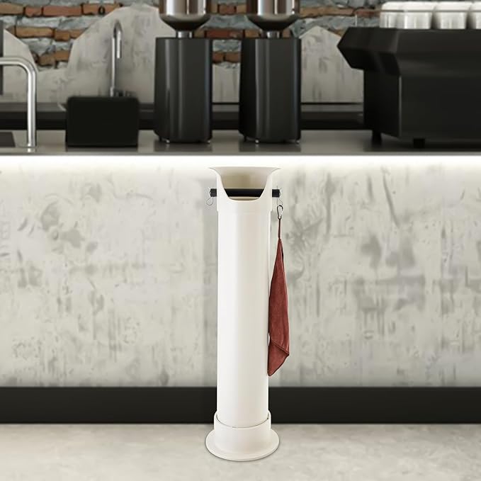 Knock Box for Espresso Grounds with 30 Garbage Bags, Coffee Knock Box Commercial Floor Type with Removable Base & Barista Towel, Coffee Grind Collection Dump Bin, Beige