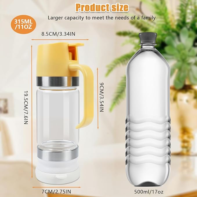 Ecopandy Honey Dispenser No Drip with Stand, 12 OZ Glass Honey Jar, Syrup Dispenser, Easy One Hand Use Honey Pot for Coffee or Tea, Mess Free Honey Dispenser for Syrup, Honey Container (2PCS Yellow)