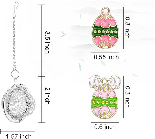 2Pcs Easter Stainless Steel Mesh Tea Infuser, 2.1 inch Tea Ball with Easter Eggs Pendant,Tea Strainer Tea Diffuser Tea Steeper for Filtering Tea,Tea Infusers for Loose Tea (Easter Egg, 2PC)
