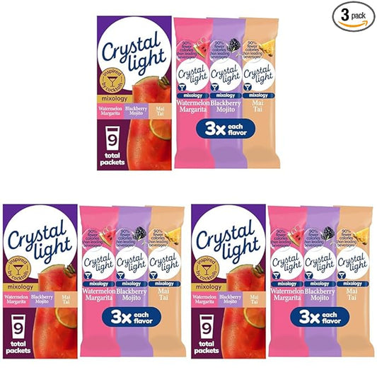Crystal Light Mixology Variety Pack Powdered Drink Mix, 9 single serve packets per Box (Pack of 3)
