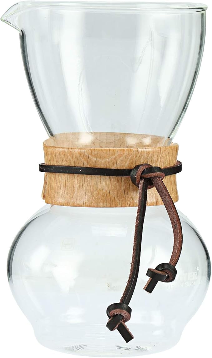 Homend Pour Over Coffee Maker 4-Cup, 16oz, 480ml with 2 Reusable Cloth Drip Filter & Wooden Collar Holder Heat Resist Glass Drip Coffeemaker, Hand Brew Dripper Carafe for Home Camping Travel