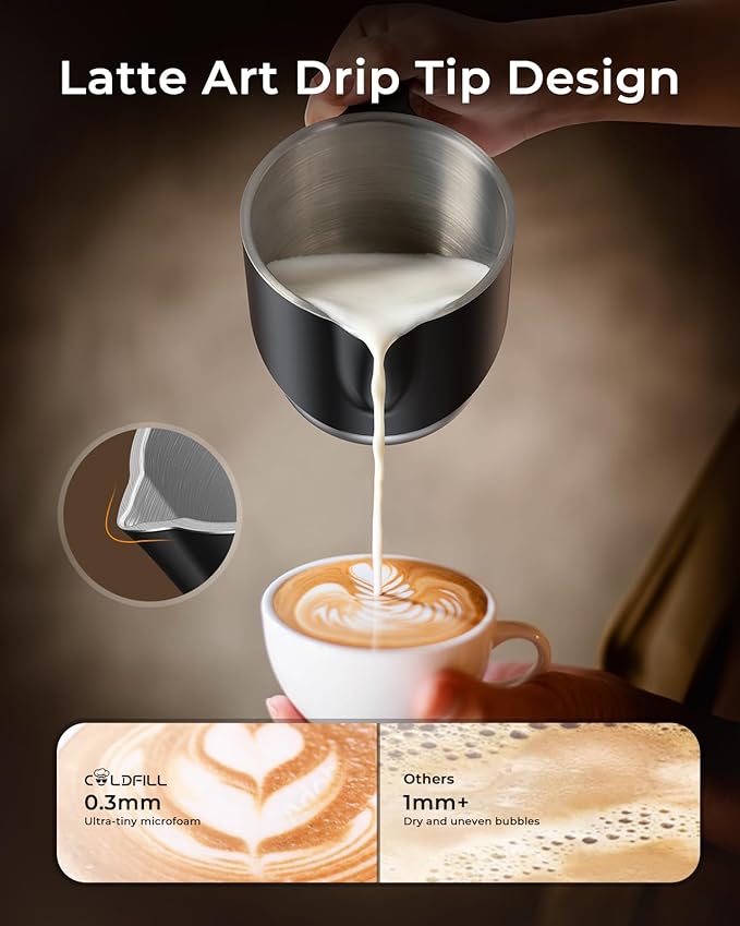 Milk Frother and Steamer, 8-in-1 Rechargeable Electric Milk Frother for Coffee, 13.5oz/400mL Large Capacity Automatic Warm and Cold Foam Maker, Hot Chocolate Maker Coffee Frother, Orange