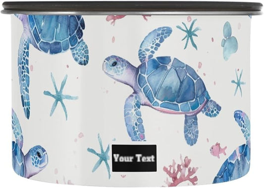 ALAZA Sea Turtle Watercolour Kitten Cats Airtight Coffee Bean Canister Customed 900ml Food Storage Containers with Lids For Gournd, Tea, Sugar, Flour, Rice, Cereal, Candy Cookie Jar