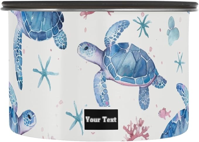 ALAZA Sea Turtle Watercolour Airtight Coffee Bean Canister Customed 500ml Food Storage Containers with Lids For Gournd, Tea, Sugar, Flour, Rice, Cereal, Candy Cookie Jar