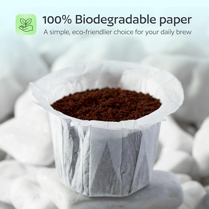 Disposable K Cup Filters, 300 Count Disposable Paper Filters for Keurig Reusable K Cups, White