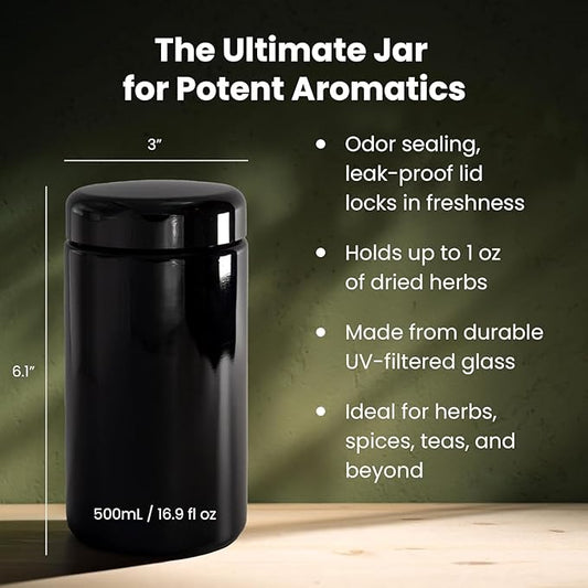 Infinity Jars Ultraviolet Glass Coffee & Herb Storage Jar | 500ml | 10 Pack | Airtight, Light-Blocking
